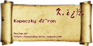 Kopeczky Áron névjegykártya